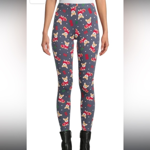 Brand New No Boundaries XXXL Juniors Size 21 Christmas Sweater Corgi Leggings - Picture 1 of 6